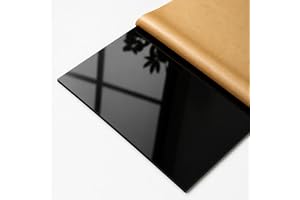 LS Graphics 3mm Black Gloss Acrylic Sheet | Opaque High Shine Plexiglass Panel | Smooth Finish Plastic Board for UV Printing, Laser Cutting, CNC, Signage & DIY | A4, 12x18, 18x24 (12 x 18 inch)