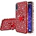 Produktbild Nadoli Glitzer Hülle für Galaxy A7 2018,Kristall Diamant Strass Bumper mit 360 Ring Kickstand Silikon Schutzhülle Handyhülle Frauen Mädchen für Samsung Galaxy A7 2018,Rot