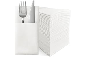JINYUDOME Pocket Napkins,Wedding Party Linen Feel White Napkin,Table Napkins,40×40cm,Pack of 100. ﻿