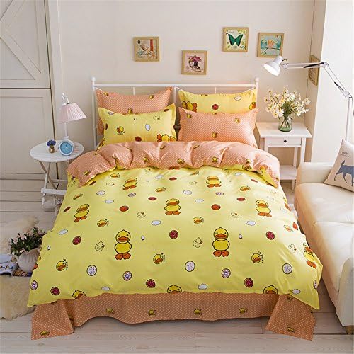 Zhizhen Colorful Children Cartoon Animal Printed Design Duver Cover and Pillowcases Set 4PCS Bedding Set