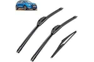 AUTOZONEA Front & Rear Wiper Set Compatible with Nissan Qashqai J11 2013-2020 2014 2015 coated windshield wiper blade 26"+17"+12"(Right hand drive)