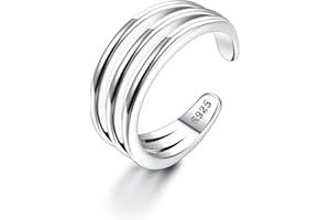 Milacolato 925 Argent Sterling à Bout Ouvert Anneaux pour Femmes 18Carats Plaqué Or Blanc Flèche Coeur Noeud Lien Infini Bande Horizontal Double Tripler Lignes Réglable d'Articulation Bague d'orteil