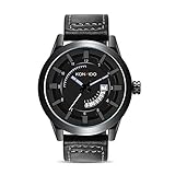 KONXIDO Business Casual Series Herren Quarz Kalender Uhr mit braunem Zifferblatt analog Display und Luxus echtes Lederarmband-Mode Design Kleid Uhr 3ATM wasserdicht mit Edelstahl-Gehäuse
