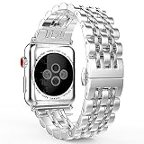 MoKo Armband Kompatibel mit Apple Watch 42 mm Series 3/2 / 1, [Sieben Longines] Edelstahl Wrist Band Uhrband Uhrenarmband Erstatzband für Apple Watch 42mm 2017, Silber