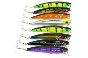 LENPABY 8 pcs Dur plongée vairon pêche leurres wobbler brochet Carpe Truite Perche Silure pêche appâts