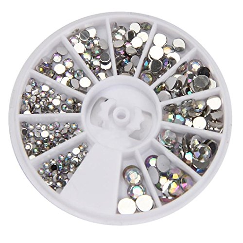 LHWY Round 3D Acrylic Nail Art Gems Crystal Rhinestones DIY Decoration Wheel