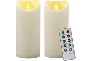 CANDLE IDEA Velas LED sin llama para exteriores de 7 pulgadas, resistentes al agua, con mando a distancia y temporizador, parpadeantes, funciona con pilas, eléctricas y de plástico blanco, para decoración
