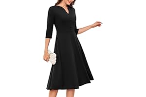 DRESSTELLS Women's Cocktail Dress 2025 Formal Wedding Guest Church Dresses with 3/4 Sleeves Prom Vintage Tea Party Evening