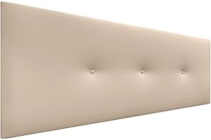 DHOME Cabecero de Polipiel o Tela Acualine Liso con Botones Tapizado de Alta Gama Cabezal Lujo Cama Dormitorio Moderno Acolchado (Polipiel Beige, 135x50cm (Camas 120/135/140))