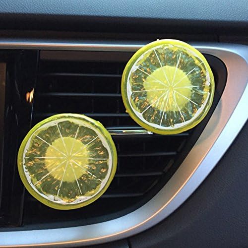 INEBIZ Car Charm Colorful Lemon Slices Car Interior Air Vent Decorations Perfume, Creative Fragrance Air Freshener Holder &amp; Container (Yellow)