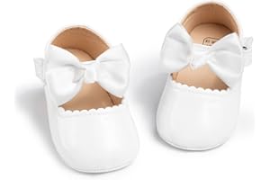 CENCIRILY Baby Girl Mary Jane Shoes Anti-Slip First Walking Bowknot Soft Sole Princess Wedding Dress Flats for 0-18 Month