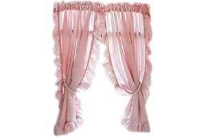 MANQILE Europäische rosa Gardinen für Wohnzimmer Mädchen Schlafzimmer Voile Vorhang mit Rüschen Tüll Hintergrund Fenster Screening, 1pc Pink Tulle Rod Pocket, W100 x H100CM