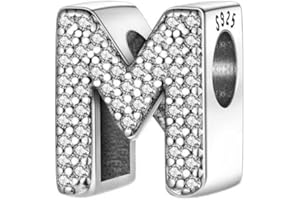 BEEUVIP A-Z 26 Abalorios Charms Colgantes de Alfabeto Cuentas Plata de Ley 925 con Circonita cúbica Transparente Compatible con Pulsera Pandora & Europeo, Charms de Letra para Mujer Niña