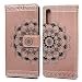Produktbild NaPuDt Kompatibel mit Samsung Galaxy A70 Hülle Handyhülle Drücke Halbe Blume LederHülle Case Schutzhülle PU Leder Wallet Magnet Flip Bookstyle Tasche Ständer Kartensteckplätzen Handytasche Rotgold