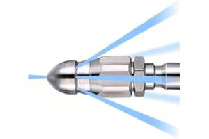 KEEPLUS Hochdruckdüse aus rostfreiem Stahl zur Entstopfung von Abwasserrohren, Rohrreinigungsdüse für Hochdruckreiniger, Edelstahl Reinigungsrohr Abflussdüse, Rückstrahldüse/Raketendüse, für 1/4" Schlauch