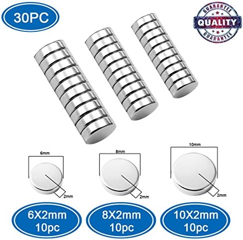 Refrigerator Magnets, MEAMOR 30pcs Strong N52 Stainless Steel Magnets, Crafts, DYI, Home&amp;Office, Of 3 Different Sizes, Durable Small Magnets For Multi-Use