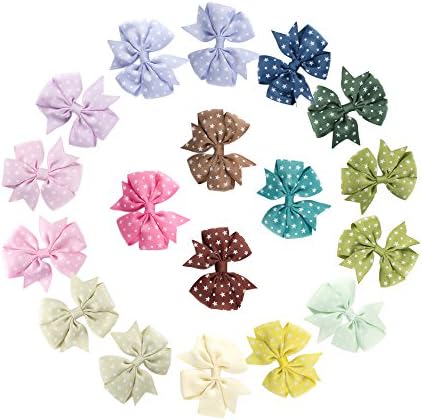 Yinson 18 Packs 3 Inch Baby Girls Ribbon Grosgrain Mini Polka Dot Pattern Boutique Hair Bows Clips Sets for Infant Toddler Kids TH03