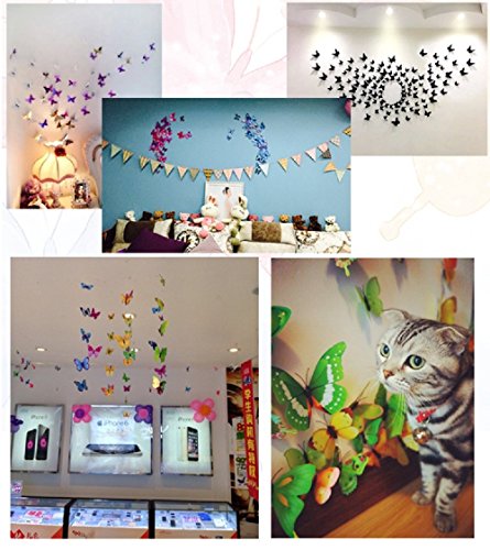 Butterme 12pcs Schöne 3D-Schmetterling Wandaufkleber Removable DIY Dekorationen Kunst-Dekor-Crafts-Wand-Aufkleber - 9