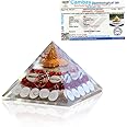A-One Crystal Laxmi Pyramid 90MM – Large Lakshmi Pyramid with Shree Yantra, Gomti Chakra, Rudraksha, Chirmi & Kaudi Shells for Wealth, Prosperity, Good Luck – Includes Lab Certificate of Authenticity