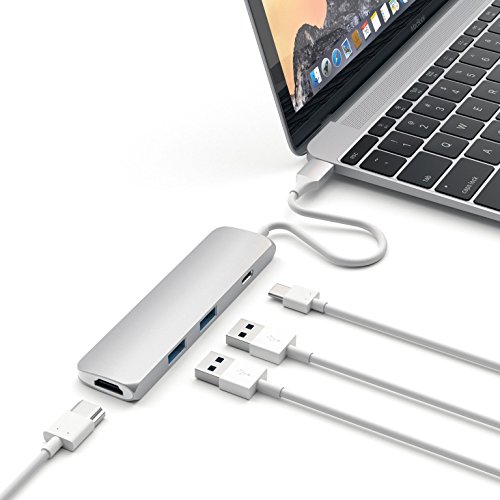 Satechi Slim Aluminium Typ-C Multi-Port Anschluss Hub Adapter mit Typ-C Ladeanschluss, 4K HDMI Videoausgang und 2 USB 3.0 Anschlüssen ultraleicht und mobil für Typ C Computer und Tablets wie MacBook Pro 2016, MacBook 2015/2016, Google Chromebook 2016 - 3