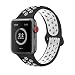 Produktbild jwacct Apple Watch armband 42mm, Weiches Silikon Sport Ersatzarmband Uhrenarmband verstellbares Armband für iWatch Apple Watch Series 1/2/3 S/M Schwarz/Weiß