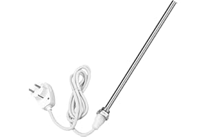 EMKE Pręt grzewczy do grzejników łazienkowych 300 W, pręt grzejny ze stali nierdzewnej do grzejników, grzejnik na ręczniki, element grzejny z wtyczką i przełącznikiem, biały