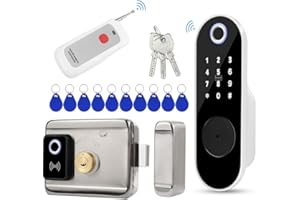 FTes RFKits Tuya - Serratura elettronica intelligente digitale, sblocco tramite app, identificazione delle dita, codice anti-peep, telecomando, chiave RFID 5 in 1