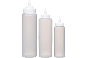 Kitchen Craft - Lot de 3 Bouteilles à Sauces et Condiments en Plastique, 240 ml, 450 ml et 650 ml - Blanc