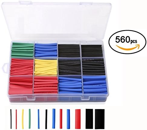 560pcs Heat Shrink Tubing Electric Insulation Tube Heat Shrink Wrap Cable Sleeve Kit Set in a Clear Plastic Box 5 colors 12 sizes