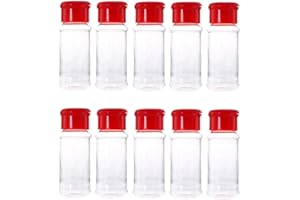 BESTONZON Lot de 10 Pots à épices en Plastique pour assaisonnement, poivrière, sel, Condiment, pour Barbecue Cuisine (Rouge)