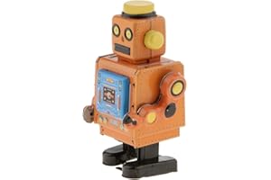 Tenlacum Mechanische Blechdose zum Aufziehen, Roboter, Spielzeug, Geschenk, Sammlerstücke, Gelb, 10 cm