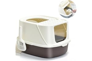 BPS BUENA PET SHOP BPS Caja Arena Aseo para Gato Arenero Cubierto Sanitaria con Pala Bandeja Arena para Mascotas Gatos 3 Colores Tamaño XXL BPS-5565 (Marrón) BPS-5565MA