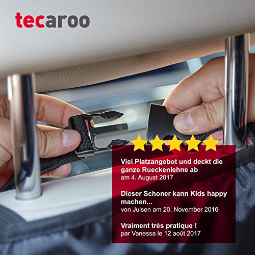 TECAROO 2er-Set Rücksitz Organizer / Rücksitztasche in schwarz mit 2 Jahren Zufriedenheitsgarantie – Auto Rücksitzschoner / Rücksitz-Organizer / Rückenlehnenschutz / Autositzschoner / Auto-Organizer / Auto Organizer / Sitztasche / Sitzlehnentasche / Auto-Sitztasche - 6