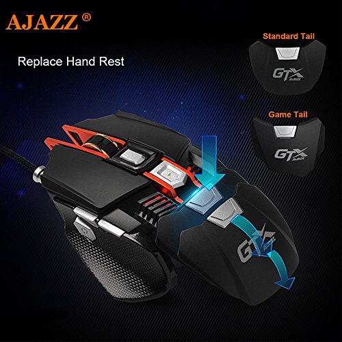 lexonelec   Rat  n Gaming AJAZZ GTX Wired Retroiluminado RGB LED respiraci  n 4000DPI ajustar juego de peso adicional USB   ptico rat  n para gamer de metal Panel   7  botones para PC port  til ordenador