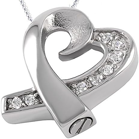 "Glimmer Heart" Silver Pendant & Chain - Cremation Jewellery Necklace
