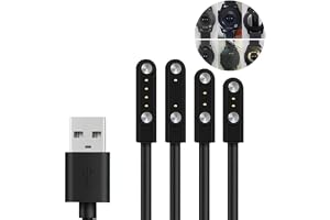 BRAVECOW Magnetisk klockladdare, smartwatch-tillbehör, USB-kabel, 2/4-stifts magnetisk sugladdare, USB-datakabel för smartklo
