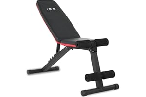 ISE Banc Musculation Pliable/Banc Musculation Plat Pliable, Banc Abdominaux Multifonction, Banc de Musculation Inclinable, Banc Fitness Pliable Réglable 7 Positions, Banc Inclinable Musculation