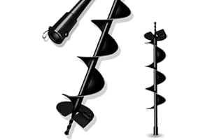 LONGRUN Erdschneckenbohrer, 20 mm Innenschaftkopf Gartenschneckenbohrer Pfostenlochbagger, Zaunlochbohrer Solide Spiralbohrer zum Pflanzen von Bäumen - 15 x 80 cm erdbohrer