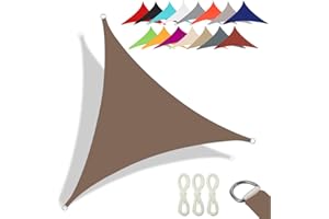CANYUE Qualità Tessuto Oxford - Tenda A Vela Triangolare - Vela Ombreggiante Parasole Traspirante E Protezione Solare Raggi UV Per Esterno Giardino Terrazza (5X5X5 m,Caffè)