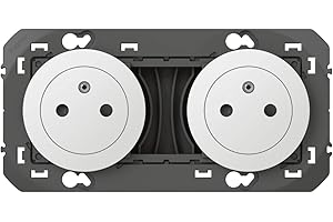 LEGRAND - Prise Double Murale 16A avec Terre dooxie Surface - Prise 2P + T Affleurante avec Fond Rétractable - Fabriqué En France - Blanc