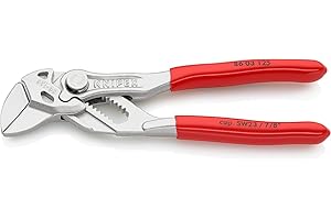 Knipex Pinza Chiave Mini Pinza e Chiave in Un Unico Utensile Cromata, Rivestiti in Resina Sintetica 125 Mm (Confezione Self-Service/Blister) 86 03 125 Sb