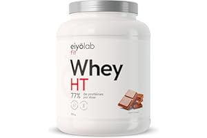 WHEY HT | Proteine Whey | Riche en BCAA, Glutamine et Caséine | 2 Sources pour 81% de Protéines | Proteines Musculation Rapide | 910g | Peu Calorique | Texture Onctueuse Goût Chocolat | Eiyolab