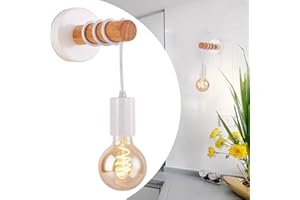 MENGJAY TRADE Lampada da parete Interno in Metallo, Vintage Applique da parete E27 Vintage Retrò Illuminazione parete lampada a corridoio per Corridoio Soggiorno Camera da letto,Bianco