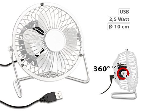 Sichler Haushaltsgeräte Mini-USB-Tischventilator, Vollmetall, neigbar um 360°, 2,5 W, Ø 10 cm - 4