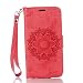 Produktbild Lonchee Samsung Galaxy J5 (2016) SM-J510F Wallet Tasche Brieftasche Schutzhülle ,Mandala Blumenmuster geprägt Muster Design Hochwertige PU Leder Folio Tasche Case Hülle im Bookstyle mit Standfunktion Kredit Kartenfächer (rot)