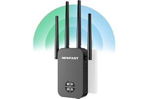 NEWFAST 1200 Mbps Amplificador Señal WiFi Repetidor WiFi Doble Banda 2.4/5GHz con WPS, Modo Router/Ap/Puente/Cliente, LCD Pantalla, 4 Antenas, Extensor Wifi Ampliar la Cobertura de la señal