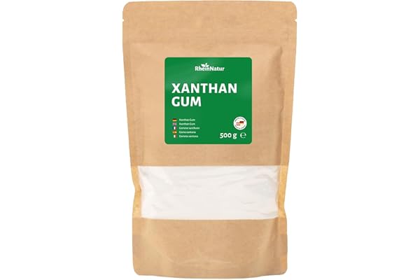 RheinNatur Xantangummipulver 500g - Naturligt bindemedel - Stabiliseringsmedel för glass, soppor, såser - Xantangummiförtjockningsmedel - Smaklös och vegansk