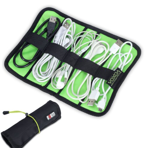 BUBM Wrap Universaltasche Tasche für Zubehör wie Kabel und Stift Organisator (Klein, Schwarz)
