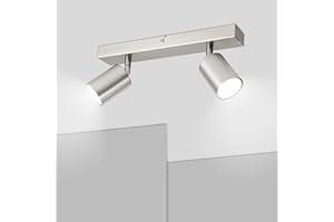 ‎KETOM Ketom GU10 Deckenstrahler LED, Deckenstrahler 2 Flammig, LED Deckenleuchte Schwenkbar, Mattes Nickel Deckenlampe Spot, Modern Strahler Deckenspot für Küche, Wohnzimmer, Schlafzimmer