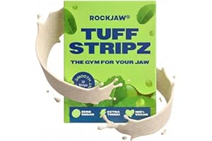 ROCKJAW® Tuff Stripz | Semi-Tough Jawline Chewing Gum | Sugar-Free Jaw Exerciser | 2X Harder Than Regular Gum | Smooth Spearmint